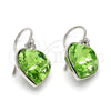 Rhodium Gold Filled Dangle Earring, Heart Design, with Peridot Swarovski Crystals, Polished, Rhodium Finish, 02.239.0003.6