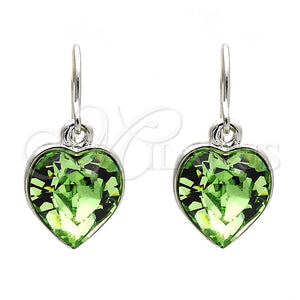 White Gold Filled Ring — Dangle Earring Heart Design with Peridot Swarovski Crystals — main product view — SKU 108434 | Oro Laminado Blanco anillo — Dangle Earring corazón diseño with Peridot Swarovski Crystals — SKU 108434