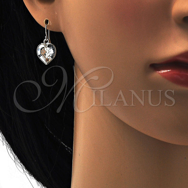 White Gold Filled Ring — Dangle Earring Heart Design with Crystal Swarovski Crystals — alternate product view — SKU 108436 | Oro Laminado Blanco anillo — Dangle Earring corazón diseño with cristal Swarovski Crystals — SKU 108436