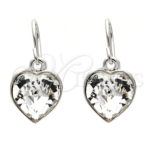 White Gold Filled Ring — Dangle Earring Heart Design with Crystal Swarovski Crystals — main product view — SKU 108436 | Oro Laminado Blanco anillo — Dangle Earring corazón diseño with cristal Swarovski Crystals — SKU 108436