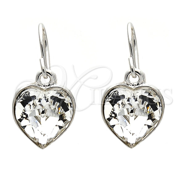 White Gold Filled Ring — Dangle Earring Heart Design with Crystal Swarovski Crystals — main product view — SKU 108436 | Oro Laminado Blanco anillo — Dangle Earring corazón diseño with cristal Swarovski Crystals — SKU 108436