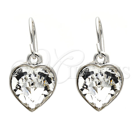 Rhodium Gold Filled Dangle Earring, Heart Design, with Crystal Swarovski Crystals, Polished, Rhodium Finish, 02.239.0003.8