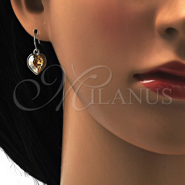 White Gold Filled Ring — Dangle Earring Heart Design with Light Silk Swarovski — alternate product view — SKU 108437 | Oro Laminado Blanco anillo — Dangle Earring corazón diseño with Light Silk Swarovski — SKU 108437