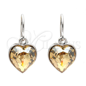 White Gold Filled Ring — Dangle Earring Heart Design with Light Silk Swarovski — main product view — SKU 108437 | Oro Laminado Blanco anillo — Dangle Earring corazón diseño with Light Silk Swarovski — SKU 108437