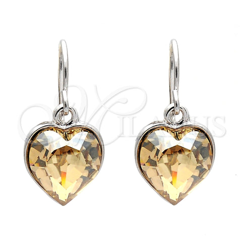 Rhodium Gold Filled Dangle Earring, Heart Design, with Light Silk Swarovski Crystals, Polished, Rhodium Finish, 02.239.0003.9