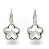 Rhodium Gold Filled Leverback Earring, Flower Design, with Crystal Swarovski Crystals, Polished, Rhodium Finish, 02.239.0012.3