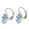 Rhodium Gold Filled Leverback Earring, Flower Design, with Aquamarine Swarovski Crystals, Polished, Rhodium Finish, 02.239.0012.4