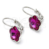 Rhodium Gold Filled Leverback Earring, Flower Design, with Rose Swarovski Crystals, Polished, Rhodium Finish, 02.239.0012.5