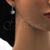 Rhodium Gold Filled Leverback Earring, Flower Design, with Amethyst Swarovski Crystals, Polished, Rhodium Finish, 02.239.0012.6