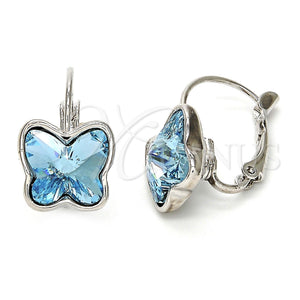 White Gold Filled Ring — Leverback Earring Butterfly Design with Aquamarine Swarovski Crystals — main product view — SKU 108442 | Oro Laminado Blanco anillo — Leverback Earring Butterfly diseño with Aquamarine Swarovski Crystals — SKU 108442