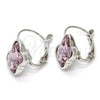 Rhodium Plated Leverback Earring, Butterfly Design, with Antique Pink Swarovski Crystals, Polished, Rhodium Finish, 02.239.0011.3
