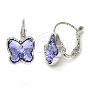 White Gold Filled Ring — Leverback Earring Butterfly Design with Provence Lavander Swarovski — main product view — SKU 108461 | Oro Laminado Blanco anillo — Leverback Earring Butterfly diseño with Provence Lavander Swarovski — SKU 108461