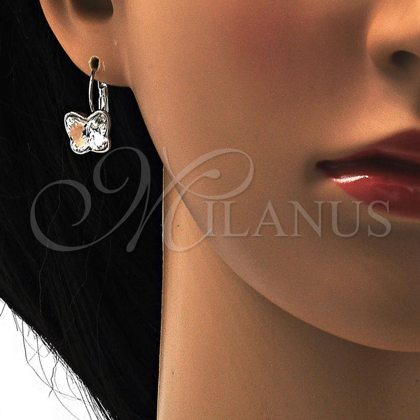 White Gold Filled Ring — Leverback Earring Butterfly Design with Crystal Swarovski Crystals — alternate product view — SKU 108462 | Oro Laminado Blanco anillo — Leverback Earring Butterfly diseño with cristal Swarovski Crystals — SKU 108462