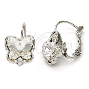 White Gold Filled Ring — Leverback Earring Butterfly Design with Crystal Swarovski Crystals — main product view — SKU 108462 | Oro Laminado Blanco anillo — Leverback Earring Butterfly diseño with cristal Swarovski Crystals — SKU 108462