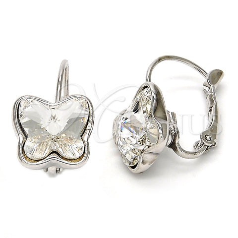 Rhodium Gold Filled Leverback Earring, Butterfly Design, with Crystal Swarovski Crystals, Polished, Rhodium Finish, 02.239.0011.5