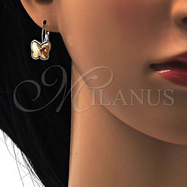 White Gold Filled Ring — Leverback Earring Butterfly Design with Shadow Swarovski Crystals — alternate product view — SKU 108463 | Oro Laminado Blanco anillo — Leverback Earring Butterfly diseño with Shadow Swarovski Crystals — SKU 108463