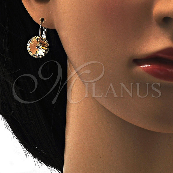 White Gold Filled Ring — Leverback Earring with Light Peach Swarovski Crystals Polished — alternate product view — SKU 108465 | Oro Laminado Blanco anillo — Leverback Earring with Light Peach Swarovski Crystals pulido — SKU 108465