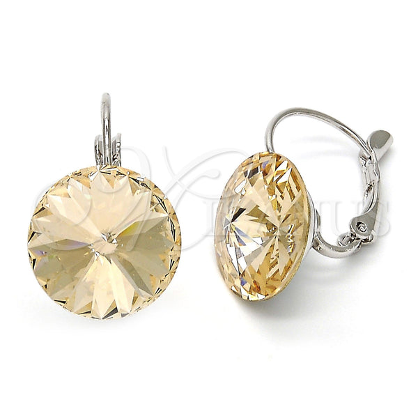 Rhodium Plated Leverback Earring, with Light Peach Swarovski Crystals, Polished, Rhodium Finish, 02.239.0005.7