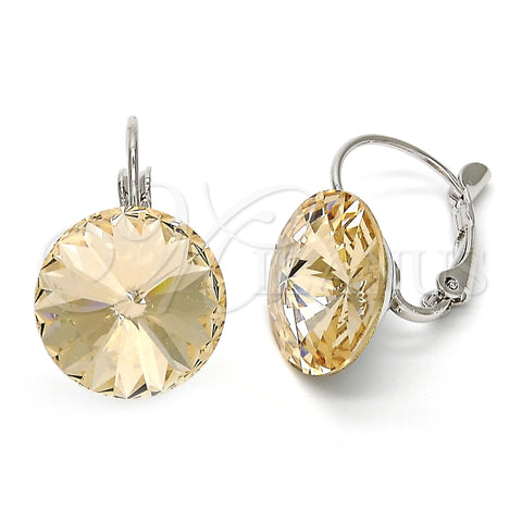 Rhodium Gold Filled Leverback Earring, with Light Peach Swarovski Crystals, Polished, Rhodium Finish, 02.239.0005.7
