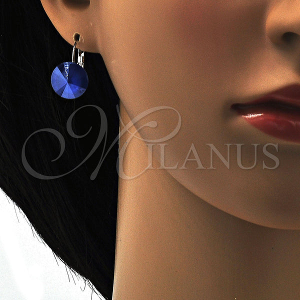 White Gold Filled Ring — Leverback Earring with Blue Zircon Swarovski Crystals Polished — alternate product view — SKU 108469 | Oro Laminado Blanco anillo — Leverback Earring with Blue Zircon Swarovski Crystals pulido — SKU 108469