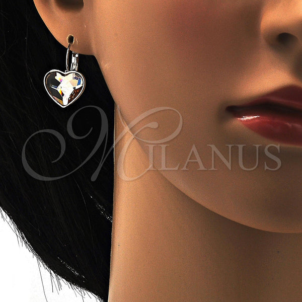 White Gold Filled Ring — Leverback Earring Heart Design with Light Peach Swarovski — alternate product view — SKU 108479 | Oro Laminado Blanco anillo — Leverback Earring corazón diseño with Light Peach Swarovski — SKU 108479