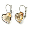 Rhodium Gold Filled Leverback Earring, Heart Design, with Light Peach Swarovski Crystals, Polished, Rhodium Finish, 02.239.0013.2
