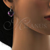 Rhodium Gold Filled Leverback Earring, Heart Design, with Antique Pink Swarovski Crystals, Polished, Rhodium Finish, 02.239.0013.3