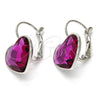 Rhodium Gold Filled Leverback Earring, Heart Design, with Antique Pink Swarovski Crystals, Polished, Rhodium Finish, 02.239.0013.3