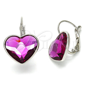 White Gold Filled Ring — Leverback Earring Heart Design with Antique Pink Swarovski — main product view — SKU 108480 | Oro Laminado Blanco anillo — Leverback Earring corazón diseño with Antique Pink Swarovski — SKU 108480