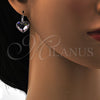 Rhodium Gold Filled Leverback Earring, Heart Design, with Light Rose Swarovski Crystals, Polished, Rhodium Finish, 02.239.0013.4
