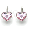 Rhodium Gold Filled Leverback Earring, Heart Design, with Light Rose Swarovski Crystals, Polished, Rhodium Finish, 02.239.0013.4