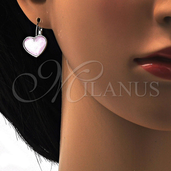 White Gold Filled Ring — Leverback Earring Heart Design with Rose Water Opal — alternate product view — SKU 108483 | Oro Laminado Blanco anillo — Leverback Earring corazón diseño with Rose Water Opal — SKU 108483