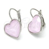 Rhodium Gold Filled Leverback Earring, Heart Design, with Rose Water Opal Swarovski Crystals, Polished, Rhodium Finish, 02.239.0013.6