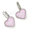 Rhodium Gold Filled Leverback Earring, Heart Design, with Rose Water Opal Swarovski Crystals, Polished, Rhodium Finish, 02.239.0013.6
