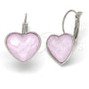 Rhodium Gold Filled Leverback Earring, Heart Design, with Rose Water Opal Swarovski Crystals, Polished, Rhodium Finish, 02.239.0013.6