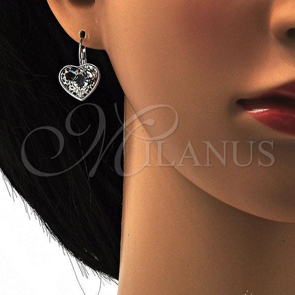 White Gold Filled Ring — Leverback Earring Heart Design with Rose Patina Swarovski — alternate product view — SKU 108484 | Oro Laminado Blanco anillo — Leverback Earring corazón diseño with Rose Patina Swarovski — SKU 108484