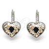 Rhodium Gold Filled Leverback Earring, Heart Design, with Rose Patina Swarovski Crystals, Polished, Rhodium Finish, 02.239.0013.7