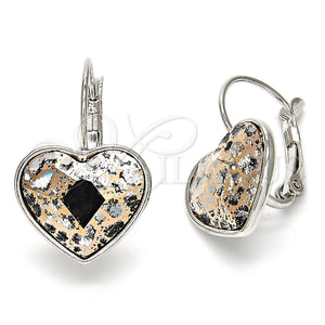 White Gold Filled Ring — Leverback Earring Heart Design with Rose Patina Swarovski — main product view — SKU 108484 | Oro Laminado Blanco anillo — Leverback Earring corazón diseño with Rose Patina Swarovski — SKU 108484