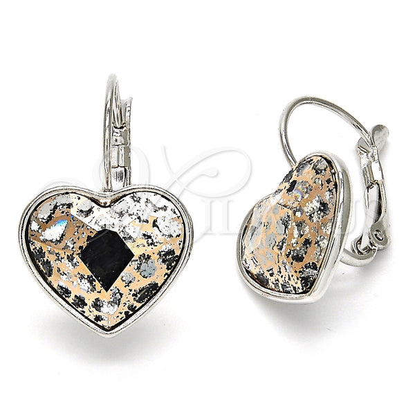 White Gold Filled Ring — Leverback Earring Heart Design with Rose Patina Swarovski — main product view — SKU 108484 | Oro Laminado Blanco anillo — Leverback Earring corazón diseño with Rose Patina Swarovski — SKU 108484