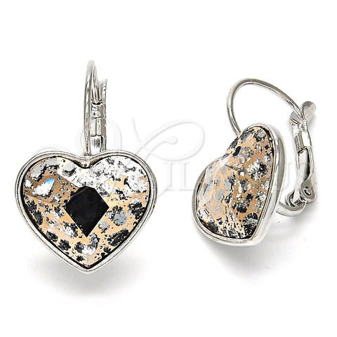 Rhodium Plated Leverback Earring, Heart Design, with Rose Patina Swarovski Crystals, Polished, Rhodium Finish, 02.239.0013.7