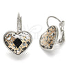 Rhodium Gold Filled Leverback Earring, Heart Design, with Rose Patina Swarovski Crystals, Polished, Rhodium Finish, 02.239.0013.7