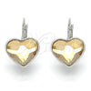 Rhodium Gold Filled Leverback Earring, Heart Design, with Golden Shadow Swarovski Crystals, Polished, Rhodium Finish, 02.239.0013.8