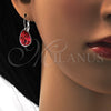 Rhodium Gold Filled Leverback Earring, Teardrop Design, with Padparadscha Swarovski Crystals, Polished, Rhodium Finish, 02.239.0014.4