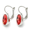 Rhodium Gold Filled Leverback Earring, Teardrop Design, with Padparadscha Swarovski Crystals, Polished, Rhodium Finish, 02.239.0014.4