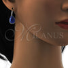 Rhodium Plated Leverback Earring, Teardrop Design, with Bermuda Blue Swarovski Crystals, Polished, Rhodium Finish, 02.239.0014.6
