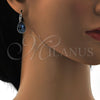 Rhodium Plated Leverback Earring, Teardrop Design, with Denin Blue Swarovski Crystals, Polished, Rhodium Finish, 02.239.0014.8