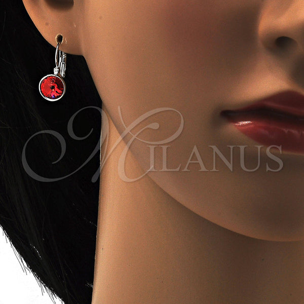 White Gold Filled Ring — Leverback Earring with Padparadscha Swarovski Crystals Polished 02. — alternate product view — SKU 108501 | Oro Laminado Blanco anillo — Leverback Earring with Padparadscha Swarovski Crystals pulido 02. — SKU 108501