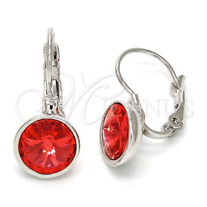 White Gold Filled Ring — Leverback Earring with Padparadscha Swarovski Crystals Polished 02. — main product view — SKU 108501 | Oro Laminado Blanco anillo — Leverback Earring with Padparadscha Swarovski Crystals pulido 02. — SKU 108501