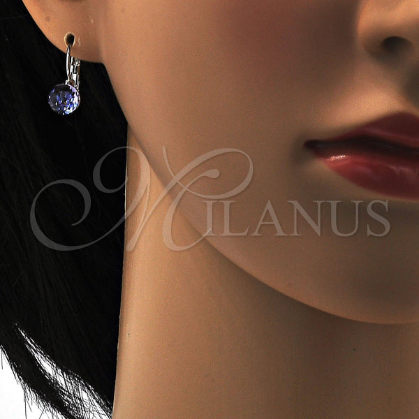 White Gold Filled Ring — Leverback Earring Disco Design with Provence Lavander Swarovski — alternate product view — SKU 108516 | Oro Laminado Blanco anillo — Leverback Earring Disco diseño with Provence Lavander Swarovski — SKU 108516