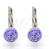 Rhodium Gold Filled Leverback Earring, Disco Design, with Provence Lavander Swarovski Crystals, Polished, Rhodium Finish, 02.239.0010.3